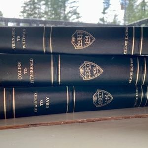 Stack of 3 Harvard Classics. English Poetry in Three Volumes. Leatherbound Books
